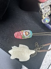 Lots of Vintage Art Glass, Resin, Silver Tone, And Wood Carved Jewelry21pc