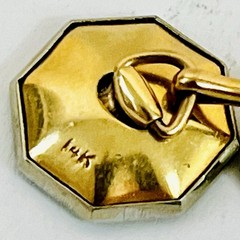 Vintage Antique Pair of Octagon MOP 14K Gold Cuff Links + 3 Shirt Studs 14K Gold