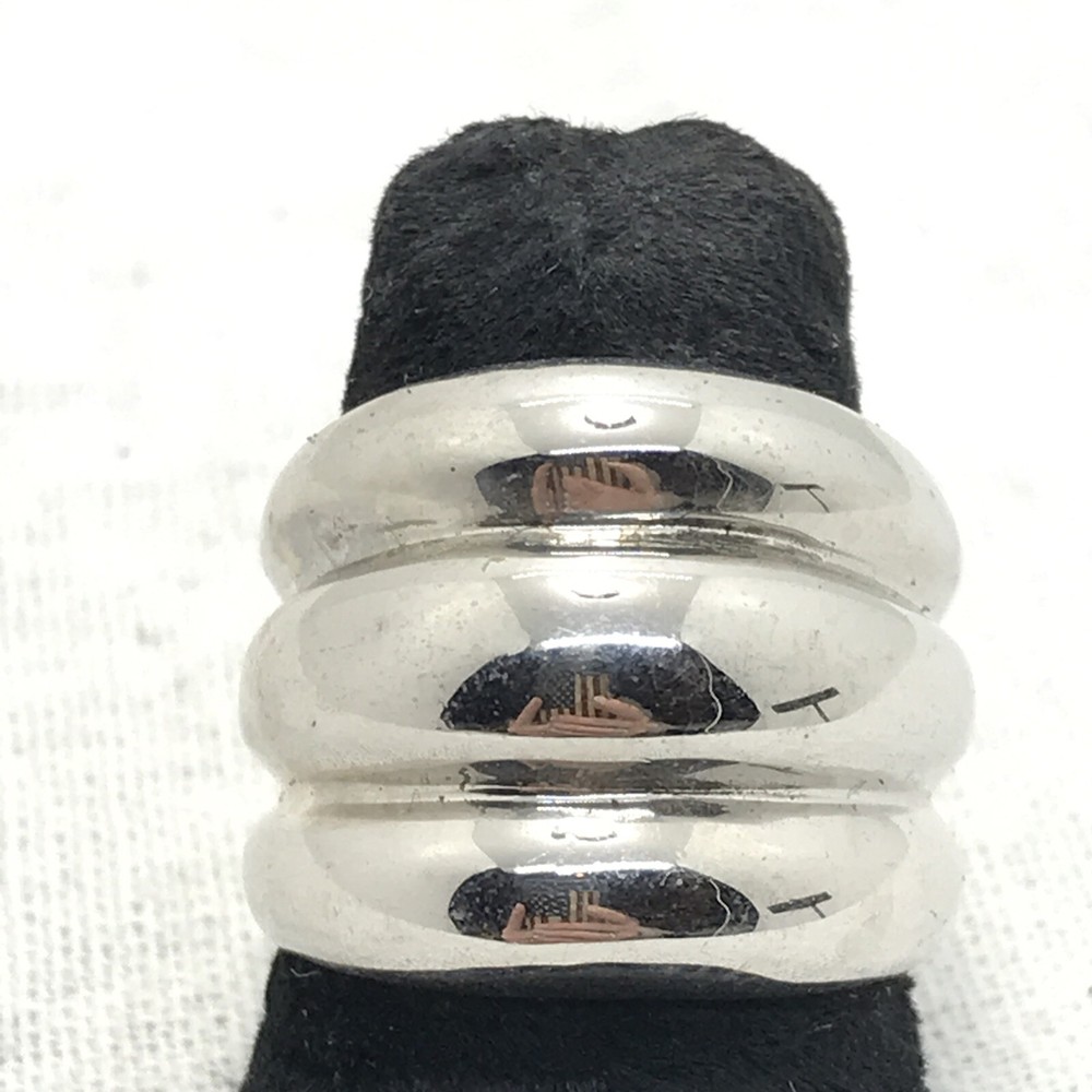 Vintage 18K HGE White Gold Plated Wide Band Domed Ring varied sizes