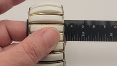 Vintage White Lucite Accordian Metal Stretch Bracelet READ