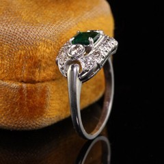 East West Retro Style Trilogy Ring 2.2 Ct Lab Created Emerald 10k White Gold