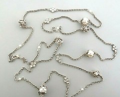 Vintage Premier Designs Faux Pearl Station Necklace .5 x 56 in