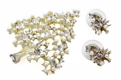 Eisenberg Ice Designer Rhinestone Faux Pearl Christmas Tree Brooch Earrings Set