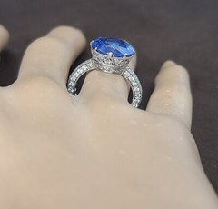 7.50ct.Platinum Vintage Filigree Engagement Ring Natural Blue Sapphire Round Cut