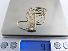 Egyptian Sterling Silver Cartouche Pendant Necklace 925 9.3g 20.25 Inches Chain