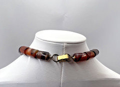 MCM Modernist Minimalist Carnelian Station Necklace with 12K GF – 22″ – 86 grams