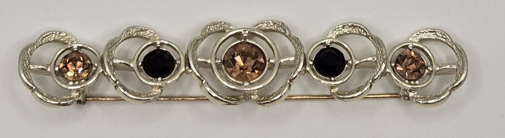 Vintage 1960s Sarah Coventry “Amber Jet” Bar Brooch 3.5 Inches