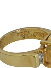 Vintage Sz 6.25 18KGE Gold Electroplate Ring w/ Big Center Stone