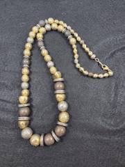 Vintage Y2K Chunky Mixed Metal Statement Necklace | 26″ Geometric Bicone Bead