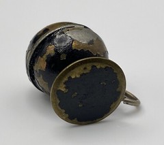 Vintage OLD Handmade Black Enamel Magic 8 BALL Pool Good Luck Pendant Charm