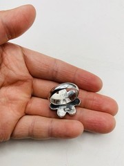 Vintage Sterling Silver Size 6 Spring Pastel Blue Flower Statement Cocktail Ring