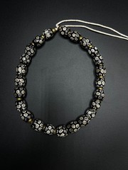 Vintage Black Patterned Glass Bead Necklace | Artisan Glass Necklace