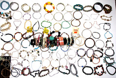 Alex And Ani 24K Electro Plated Lot Of 119 Silver Tone Rinstones Beaded Bangle
