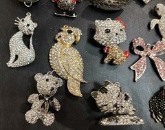Rhinestone Lot Some Articulated Moveable Cat Tiger Owl Bird Koala Bear Pendants