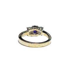Vintage Oval Amethyst Ring Clear Glass Accents Gold Tone Size 6 Cocktail Costume
