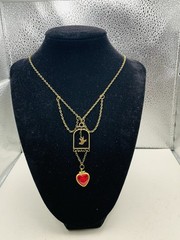 Vintage Boho Quirky Love Bird Dove Pink Photo Heart Locket Statement Necklace