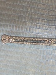 Art Deco Antique 10K White Gold Bar Brooch 2.46 Grams Tested