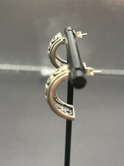 Vintage Sterling Silver Half Hoop Heart Earrings 6 Grams G22