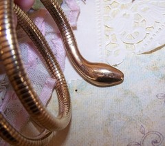 Victorian Revival 9K Rose Gold Ruby Expandable Cable Snake Bracelet – Arm Band