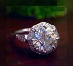 Art Deco Style Round Lab Created Diamond 14K White Gold Finish Engagement Ring