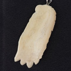 Vintage Native American Woman Eagle Carved Buffalo Bone Pendant