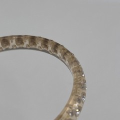 Vintage Clear Lucite Bangle Bracelet Rhinestone Inset Beveled Edge