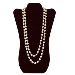 Vintage Freirich 52″ Lucite (?) Faux Baroque Pearl Necklace Gold Tone Signed