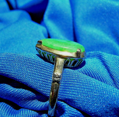 Original EARTH MINED JADEITE JADE Deco Engagement RING SOLID 14K GOLD Solitaire