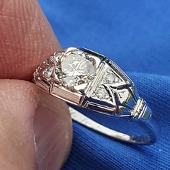 Original EARTH MINED DIAMOND Deco Engagement Ring Gatsby ERA Solitaire 14K GOLD