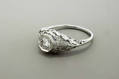 0.66Ct White Round Simulated Diamond Vintage Engagement Ring 925 Sterling Silver
