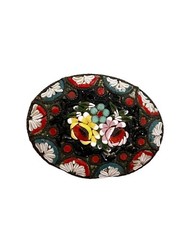 Vintage Micro Mosaic Brooch Floral Blue Red Black White Yellow Pink Green Italy