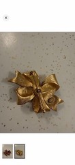 Vintage Joan Rivers Maroon Rhinestone Gold Tone Crystal Bow Pin Brooch