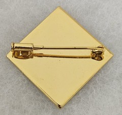 Vtg Black Gold Geometric Floral Mosiac Tile Pin Brooch Tube Closure 1″ EUC