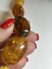 Vintage Baltic Amber Necklace 26” 127g Huge 45mm Beads Butterscotch Cognac