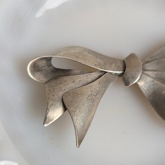 Vintage BB Binder Bros Sterling Silver Bow Brooch Pin Mid Century Ribbon Design