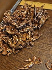 Lot Of 100 Matching Cherubs France Vintage 60s Brass Stampings Findings Jewelry