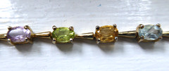 FAS Gold Over 925 Sterling Silver Multi-Gemstone Bracelet
