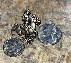Vintage Brooch Pin Silver Tone Horse Rider Cowboy Brooch 1.25”