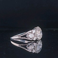 Vintage 14k White Gold Engagement Ring 2.82CT. Natural Round Diamond Circa 1950s