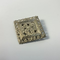 Scarf Clip Silver Tone Ornate Filigree Square Vintage 1.25in