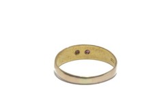 ANTIQUE EDWARDIAN ENGLISH 15K GOLD RUBY & PEARL 5 STONE GYPSY RING c1902