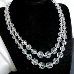 VTG RUNWAY DECO NAPIER 60s TWO STRAND CRYSTAL 16.5″ NECKLACE DANGLING EARRINGS