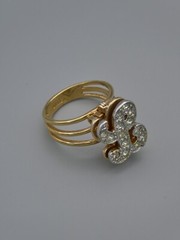 Letter L Convertible 3-in-1 Ring Pendant Brooch 18k GP Rhinestone Sz 6.25 15mm