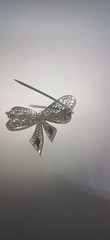 Vintage 10 Kt White Gold Belais Sapphire Bow Pin