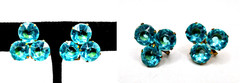 10 Pairs Vintage Fx Turquoise Rhinestone Crystal Screw Back Earrings Lot 925