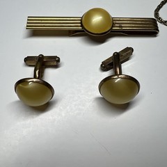 Vintage Mens Cufflinks Tie Bar Lot 6pc Nu-Lok Grape Leaf Scissors Set Spot