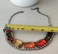 Vintage Multi-Color Rhinestone Statement Necklace, 18″