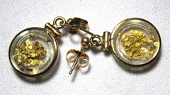 Cripple Creek Co Gold Nugget Capsule Earrings in OGP w/ COA ETC11046