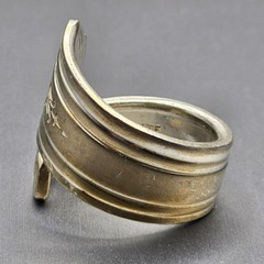 Vintage Avon Silver Plate Spoon Ring Size 8.5 Floral Heart Etched Bypass