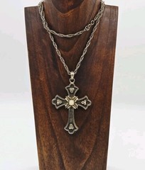 Sarah Coventry Cross Pendant Necklace 1974 Florentine Limited Ed Vintage 25 in